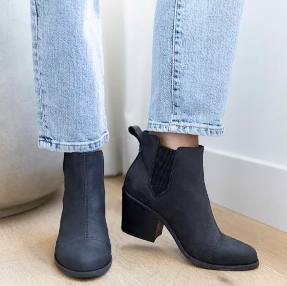 TOMS Everly Block Heal Booties (leather)